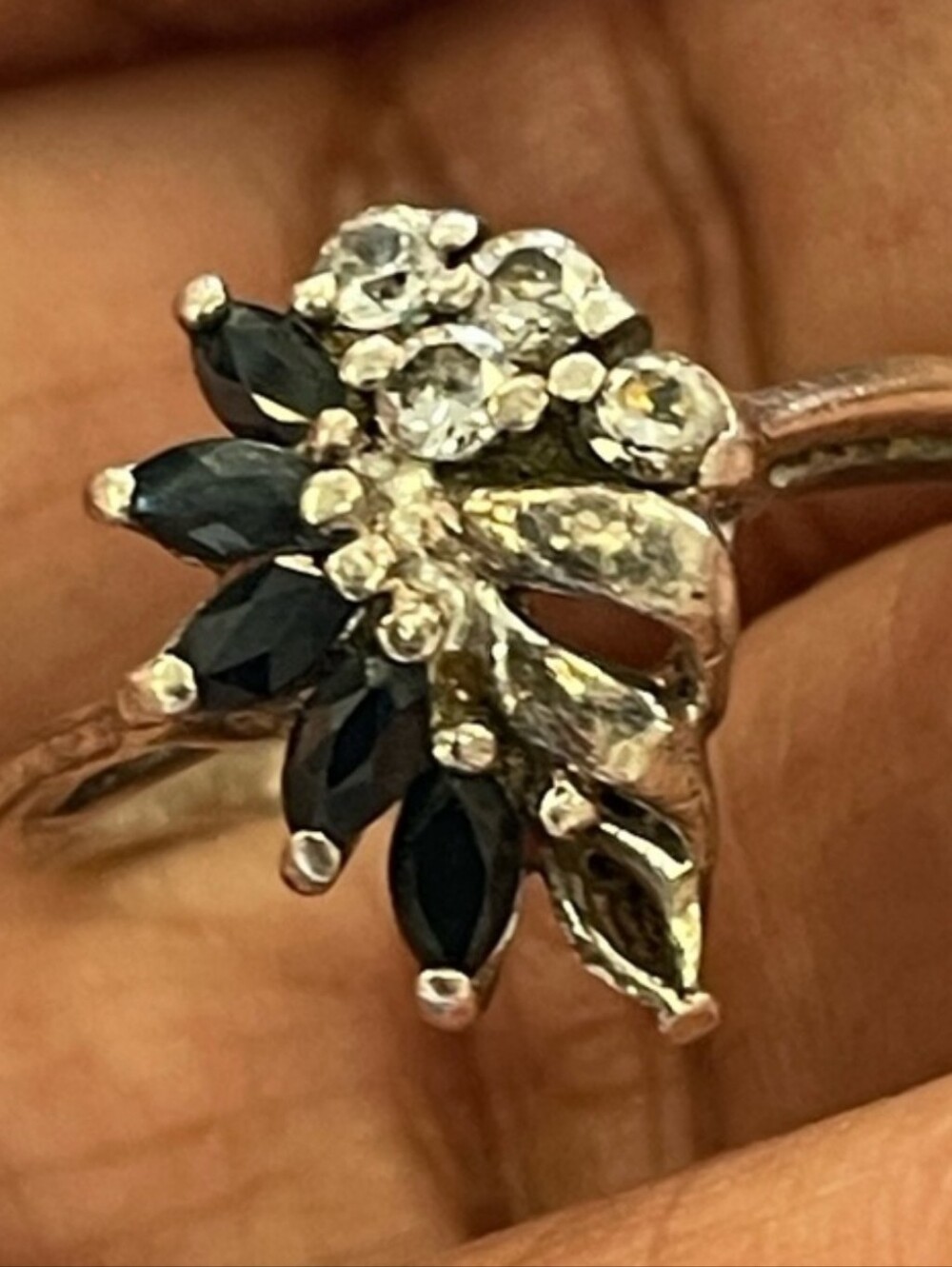 Vintage RJ Graziano Sterling Silver 925 Marquise Sapphire Cluster Ring Size 9
